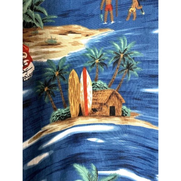 Aloha Joe Mens sz L (16-16 1/2) Blue & White Short Sleeve Button Hawaiian Shirt - Picture 12 of 13